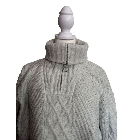 Sincerely Jules Gray Cable Knit Half Zip Up Sweater - Picture 3 of 8